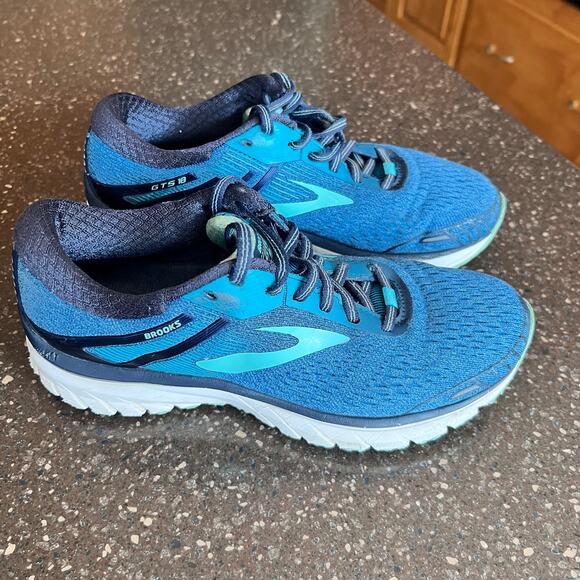 Brooks Adrenaline GTS 18 1202681D495 Blue Teal Running Shoes Size 8.5 - Picture 2 of 8